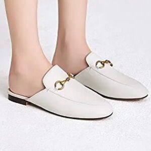 baShafanni Women’s White Mules Slip On Flat Low Heel Preppy Casual 42/US 10.5